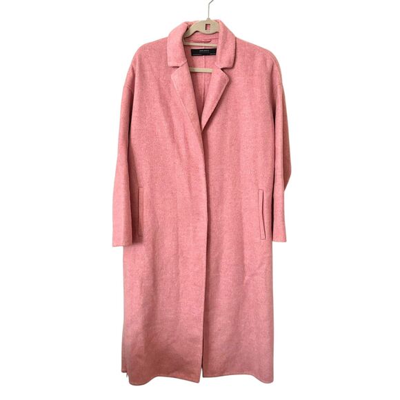 ZARA Wool Long Overcoat Side Zippers Pink X-Small - Picture 3 of 6